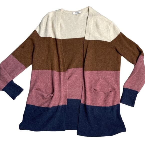 Madewell‎ Stripe Print Cozy Short Walker Cardigan Sweater Size Medium - Picture 7 of 10